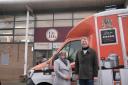 Ridwana Wallace-Laher and Ian Ormondroyd with the food truck outside the City Hub