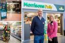 Paul Dobson, Director of Wholesale at Morrisons, and Professor Shirley Congdon, Vice-Chancellor of the University of Bradford, outside the new store