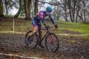 Sophie Thackray,  pictured in recent action at Peel Park, finished 14th in the elite women's race at the British National Cyclo-Cross Championships in Falkirk.