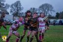 Andy Robinson (second left) scored Salem's sixth and final try in their big away win at Harrogate Pythons.