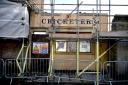 .Work to demolish the Cricketers pub is well underway