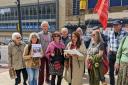 Naz Shah, MP for Bradford West, joined a climate change demonstration out the West Yorkshire Pension Fund building in Bradford