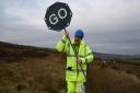 John Boothman enjoying the fell life with his lollipop sign Picture: Dave Woodhead