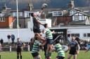 Simon Willet wins a line-out for Otley. Picture: Mike Pratt