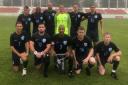 England Veterans, featuring Eccleshill manager Lee Alam, line up before they beat New Zealand 4-2 in the Seniors World Cup in Thailand