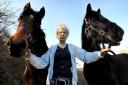 Pauline Tomlinson with her horses, Biscuit and Star