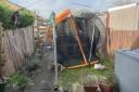 This trampoline was dumped into a Bradford garden by Storm Otto