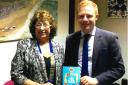 Keighley Lions president Carole Ogden with MP Robbie Moore