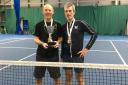 Andy Hutchinson, left, with his Scottish Open men’s over-55 silverware