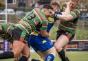 Elliott Cousins (13) scored one of West Bowling's two tries in their heavy defeat at Hunslet ARLFC.
