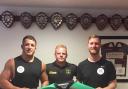 New Wibsey signings Conor Wood, left, and Harry Hall, right, with player-head coach Andy Robinson