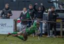 Wharfedale fans celebrate as they sxcore a try in their 16-11 defeat to Caldy in National Two North. Picture: Ro Burridge