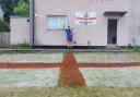 Kyle Mackender of Thorpe Edge painted a giant England flag on his lawn