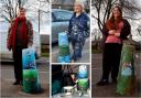 Sand Rennie, Angel Kershaw and Meg Hughes painted three bollards in Windhill in preparation for Bradford's 2025 City of Culture bid. Pictures: Bruna Martini