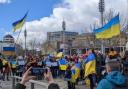 Support for Ukraine at a rally in Bradford's City Park. Picture: Bradford Green Party