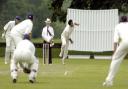 Saltaire bowler Mansa Khan sends one down against Spen Victoria recently