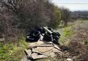Fly-tipped tyres on a bridleway at Birstall. Picture: Kirklees Council