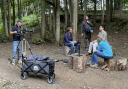 James Owen Thomas, second right, being interviewed for Gardeners' World