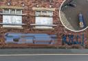 The graffiti warning of the dangers of nitrous oxide in Mount Street, off Dryden Street in the BD3 area of Bradford