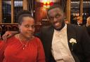 Joshua Chima with his mum at the University of Oxford