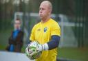 Goalkeeper Tony Thompson was sent off after a Guiseley fan allegedly urinated in his water bottle. Picture: Sean Walsh (Image: Twitter)