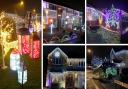 Christmas lights displays at Silver Birch, Wyke, left, top centre and top right, and at Sandhill Fold, Idle, bottom centre and bottom right