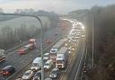 Traffic on the M62 Eastbound at Junction 26, as of 7.17am on Monday, February 13