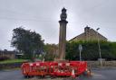 Oakenshaw Cross before it was removed by Kirklees Council