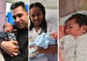 Dad Niaaz with his new little one, mum Tianah with Esias, baby Juman