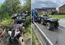 Police found four quad-bikes and a motorbike hidden in trees in a field off Ferrand Avenue and Fallowfield Drive, in Bierley and seized two of the vehicles