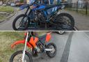 Police seized this blue motorbike (top) in Wanford Close, Holme Wood and the red motorbike in Wyke (bottom) - both after chases