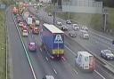 Slow traffic on M62 Brighouse