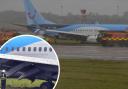 A TUI plane veered off the runway at Leeds Bradford Airport during Storm Babet