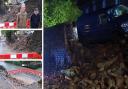 Pictures show the state of a wall collapse on Baildon Road, and a van parked above which nearly fell on the night of the collapse.