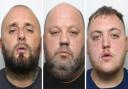 Dewsbury's Lee Harris (middle) and Nottinghamshire men Liam Gunn (left) and Callum Lane (right) were sentenced today after pleading guilty to conspiracy to supply class A drugs. 