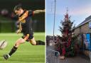 Rugby player Jordan Lilley, pictured left, and Wibsey Christmas tree shown right. Photos by Tom Pearson and Wibsey Events Group