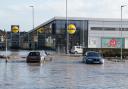 Flooding in Brighouse during Storm Ciara in 2020.