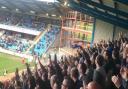 Halifax Town fans celebrating a victory at The Shay