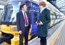 Rail Minister Huw Merriman and Bradford Council Leader Susan Hinchcliffe at Bradford Forster Square