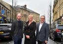 Bradford at Night directors Tom Walling and Graham Sweeney with managing director Elizabeth Murphy on North Parade.