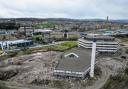 This drone image shows progress on the demolition of the former HMRC site at Shipley.