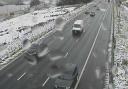 A camera on he M62 shows snow has fallen between Junctons 22 and 23.
