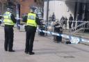 The scene outside Leeds Bus Station yesterday