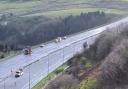The scene of a serious multiple-vehicle crash on the M62 near Scammonden Reservoir this morning.