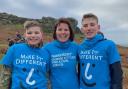 Emma Moscrop, Co-ordinator of the Parkinson's UK’s Yorkshire & Humber Younger Person's Support Group walking to raise awareness of Parkinson’s with her sons