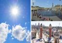 Sunny conditions are expected in both Bradford (top right) and Barcelona (bottom right) tomorrow