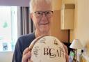 Trevor Eager with his signed football from Bradford City