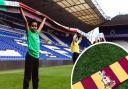 The world's longest football scarf features Bradford City's colours and badge