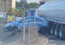 A tanker and car collided in a crash on Shipley Airedale Road in Bradford city centre today.