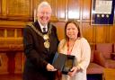 Lord Mayor of Bradford, Councillor Gerry Barker with Arissa Jeungprasopsuk
